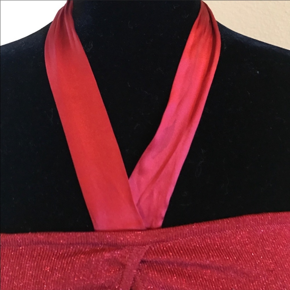 Authentic Bebe Red Sequins Halter Strapless Dress… - image 7